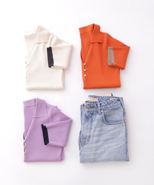 「N.（N. Natural Beauty Basic）」 半袖ニット MEDIUM ネイビー レディース_画像2