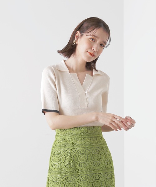 「N.（N. Natural Beauty Basic）」 半袖ニット MEDIUM ネイビー レディース_画像8