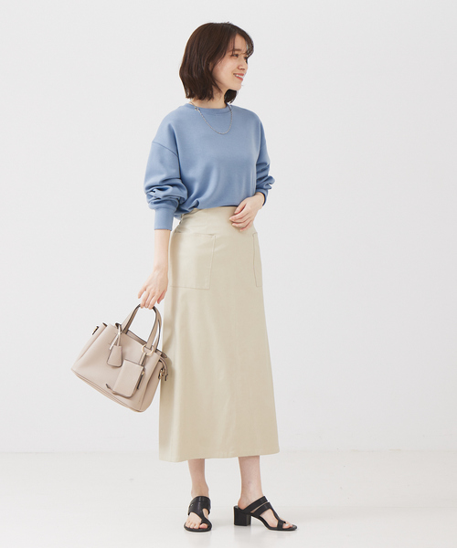 「abahouse mavie」 長袖カットソー フリー グレイッシュブルー レディース_画像2