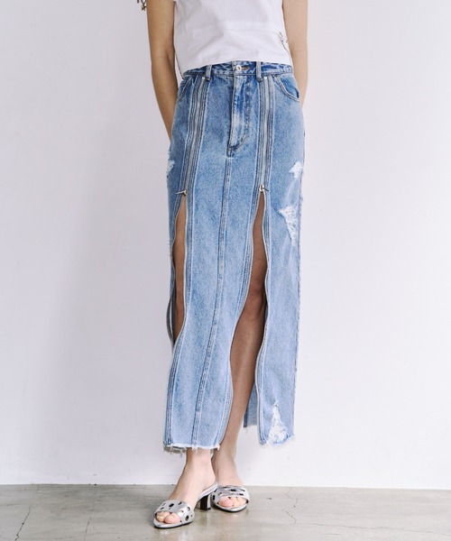 JOSE MOON（ジョゼムーン） ロング スカート ZIP DENIM SKIRT/ジップ