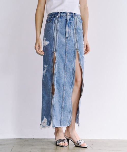 JOSE MOON（ジョゼムーン） ロング スカート ZIP DENIM SKIRT/ジップ