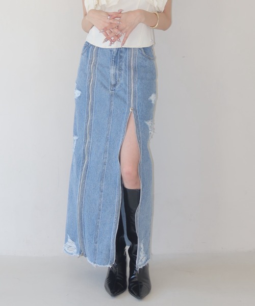 JOSE MOON（ジョゼムーン） ロング スカート ZIP DENIM SKIRT/ジップ