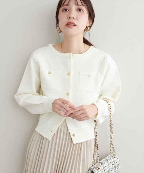 「natural couture」 ニットカーディガン FREE モカ レディース_画像4