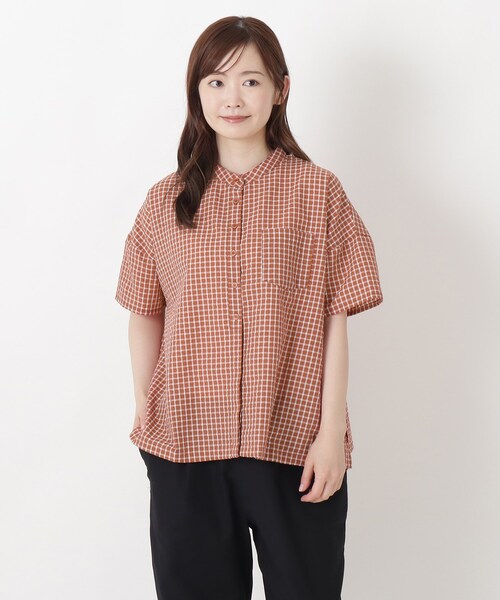 one'sterrace（ワンズテラス） ブラウス シャツ 半袖 リップル加工