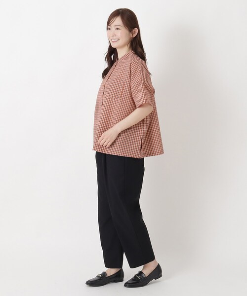 one'sterrace（ワンズテラス） ブラウス シャツ 半袖 リップル加工