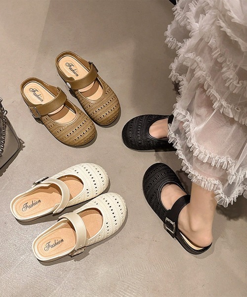 miniministore（ミニミニストア） 厚底 サンダル ミュール 編み込み