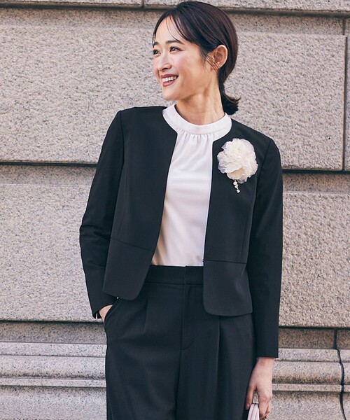 「ANY SIS」 ノーカラージャケット 0 グレー レディース_画像3
