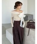 パンツ ベルトセットハイウエストタックパンツ ...の詳細画像3