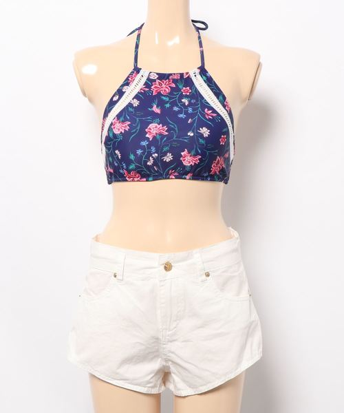 水着 アクティブガール必見 花柄アメリカンスリーブビキニ水着とデニムショートパンツ3点セット Zozotown Paypayモール店 通販 Paypayモール