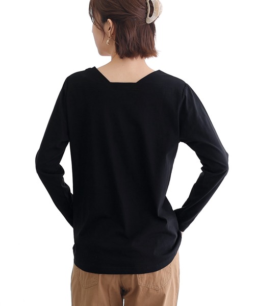 ElegChic tシャツ コットンスクエアネックプルオーバー