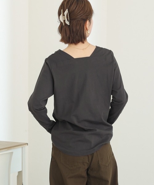 ElegChic tシャツ コットンスクエアネックプルオーバー