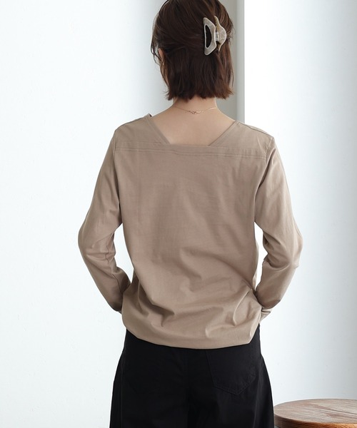 tシャツ ワークデザインプルオーバー レディース ElegChic tシャツ コットンスクエアネックプルオーバー