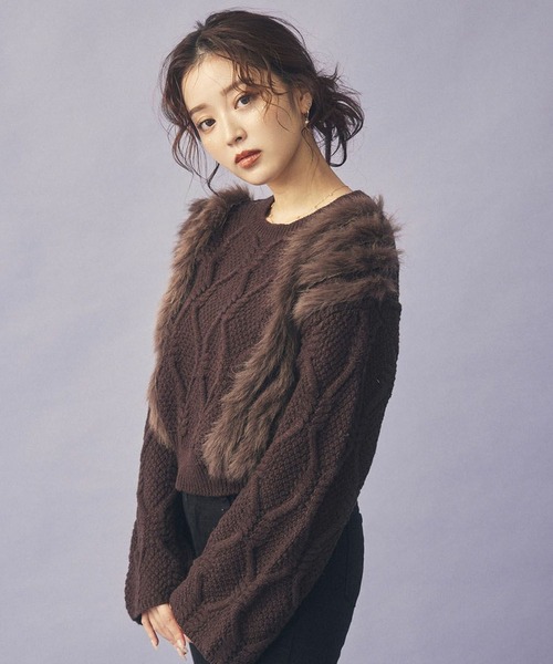 ニット セーター Fur Cable Knit Tops レディース