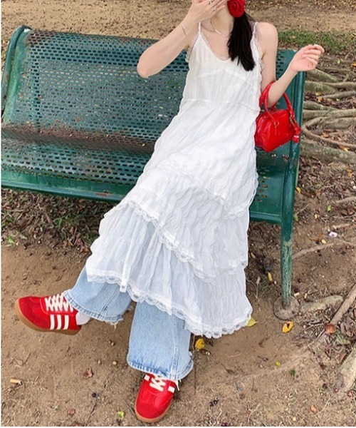 3色 キャミ ワンピース ドレス レース レイヤード フェミニン ♪ レースコンビ2wayキャミワンピース / GRACE CONTINENTAL | GRACE