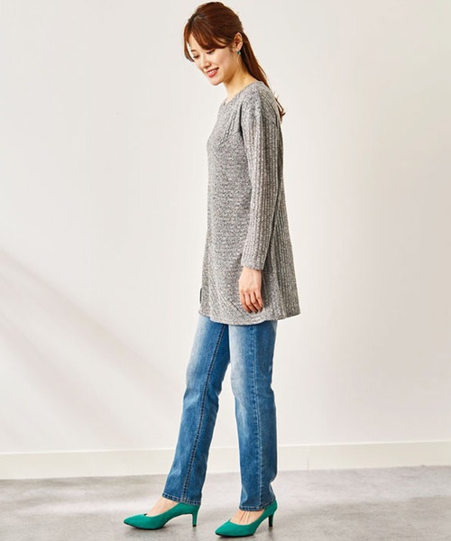 BELLUNA チュニック 杢調テレコ素材切替デザインチュニック : ZOZOTOWN