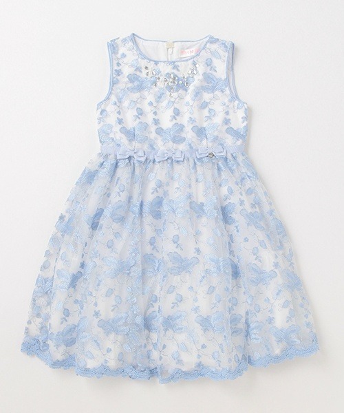 mezzo piano ワンピース 花柄刺しゅうレースワンピース キッズ 子供服