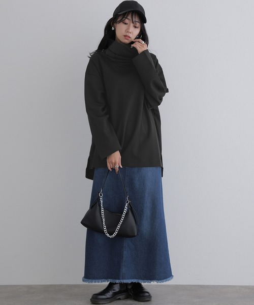 ElegChic tシャツ ワイドハイネックプルオーバー レディース