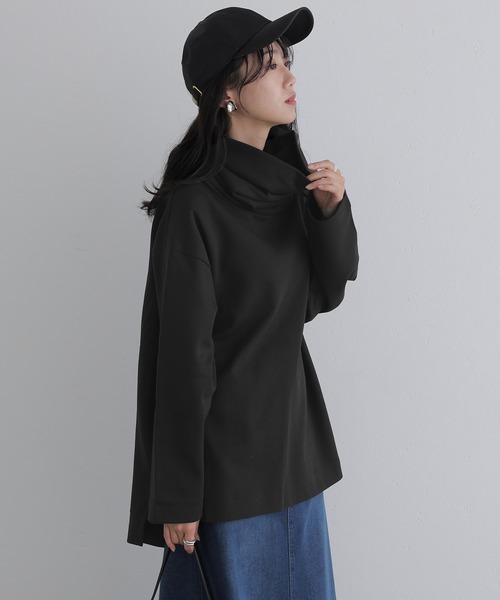 ElegChic tシャツ ワイドハイネックプルオーバー レディース