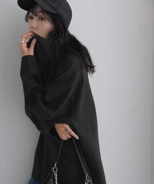 ElegChic tシャツ ワイドハイネックプルオーバー レディース