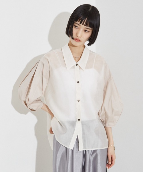 NOMINE ブラウス シャツ 「セットアップ着用可」シアー コンビ5