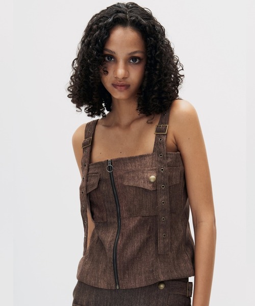 キャミソール 「SETSETSET」FAKE DENIEM CARGO TANK TOP