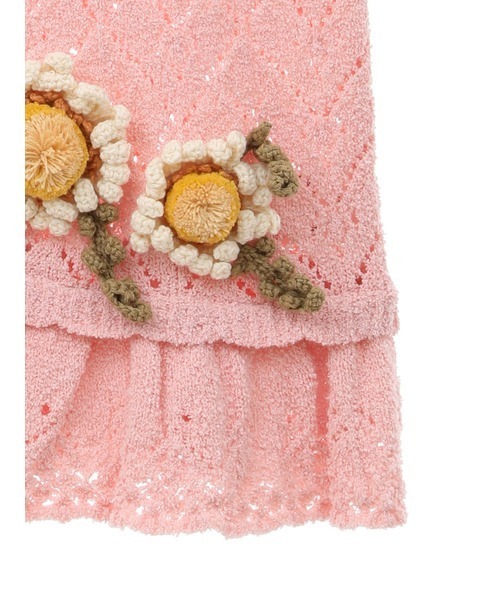 PINK HOUSE ベスト ジレ ひな菊モチーフ使いニットベスト
