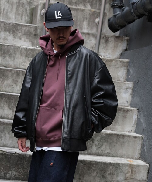 BEAMS ブルゾン アウター レザー ボマージャケット メンズ