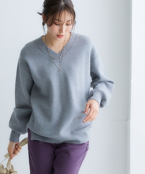 ニッセン（nissen） ニット セーター スウェットライクVネックニット