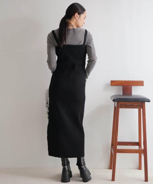 LADYMADE ジャンパースカート フロントジップラメニット
