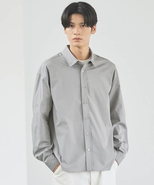 ESSENTIALS WARDROBE シャツ 抗しわ吸汗速乾機能性長袖ブロードシャツ