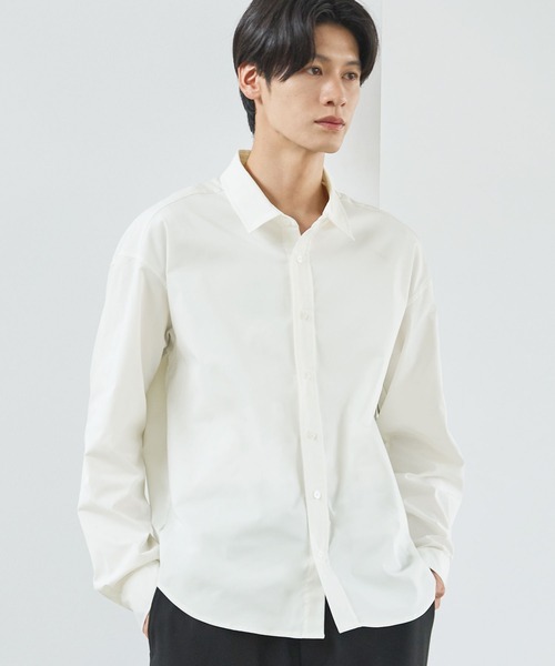 ESSENTIALS WARDROBE シャツ 抗しわ吸汗速乾機能性長袖ブロードシャツ