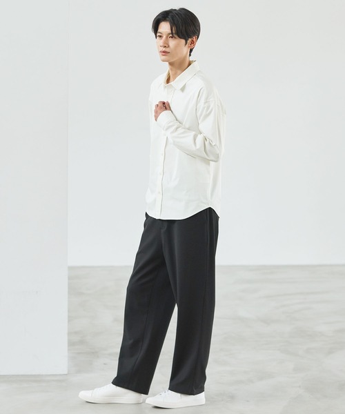 ESSENTIALS WARDROBE シャツ 抗しわ吸汗速乾機能性長袖ブロードシャツ