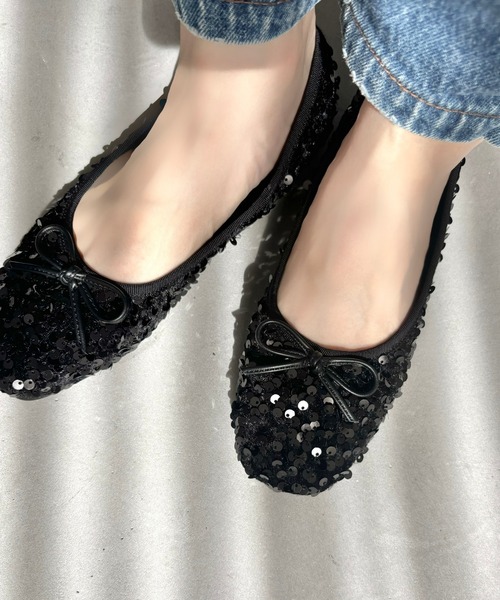 ドルカバ　レースフラットシューズ パンプス　ビジュー23cm DOLCE & GABBANAビジュー付きレースパンプス