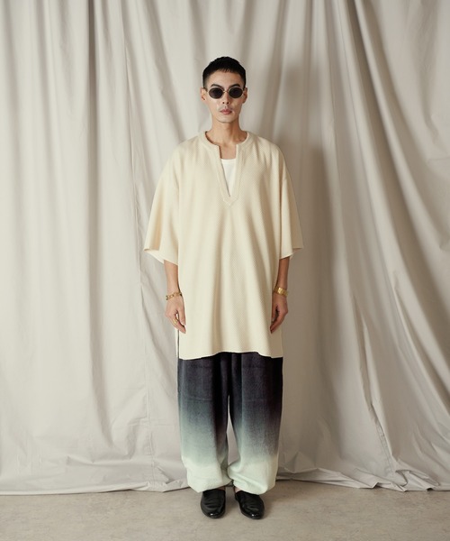 Aphlotus tシャツ サイドスリット キーネック ロングレンジ HS