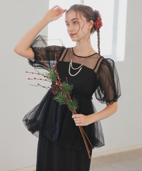 【新品】結婚式 お呼ばれDorry Doll バルーンチュールレイヤードドレス Dorry Doll ドレス バルーンチュールレイヤードドレス