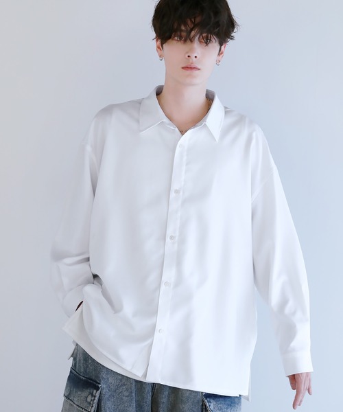 LILL シャツ 「シワ防止」ルーズシルエット サイドスリット