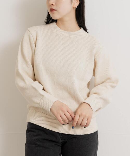 ニット+セーター ebony / mix yarn knit / ivory Yonetomi NEW BASIC ニット セーター 米富繊維 WASHI COTTON KNIT