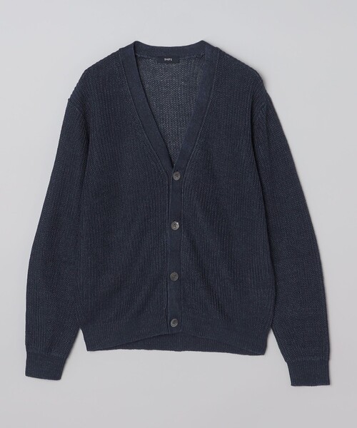 イタリア製「V NECK」ブランド／リネン (麻)100%カーディガン SALE】ユーロリネン天竺10G Vネックカーディガン【8分袖