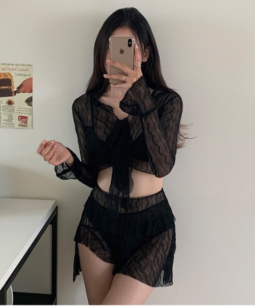 BERLOOK ジャガード　ビキニ　バックル　ゴールドスパイラル　新品未使用 gossip!ロサンゼルス 水着 Y2K ゴールドバックルボレロカーディガン＋