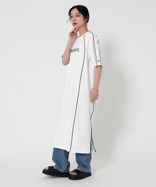 限定コラボ】RUSSELL９分袖ビッグＴシャツワンピース 限定コラボ】RUSSELL9分袖ビッグTシャツワンピース （Russell