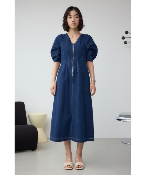 デニムワンピース半袖カジュアル フロントジップ半袖デニムワンピース｜WOMEN｜250ISC13-490D