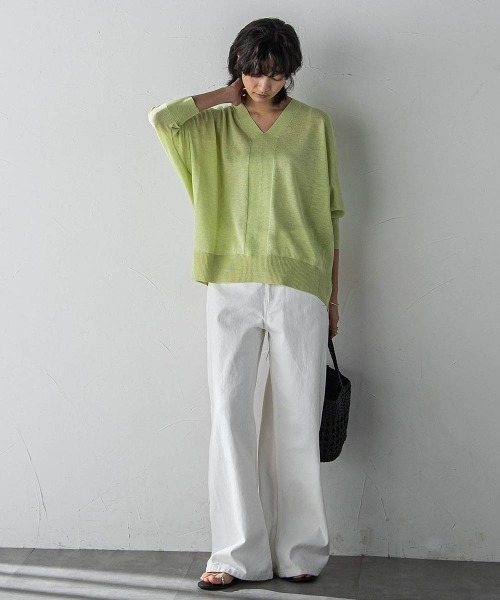 ニット セーター LEVITAシアーVネックドルマンニットプルオーバー「手洗い可能」 レディース 新色追加】LEVITAシアーVネックドルマンニットプルオーバー