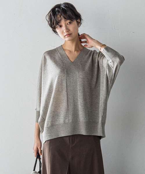 LOHEN◆ニット・セーター(薄手)/FREE/コットン/GRY/ホールガーメントシアーハイネックニット MAYSON GREY ニット セーター LEVITAシアーVネックドルマン