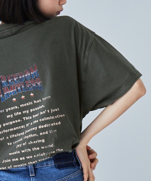 tシャツ ヴィンテージ加工 グラフィックTシャツ ブラック レディース Anchor Smith tシャツ ヴィンテージスノーウォッシュ加工