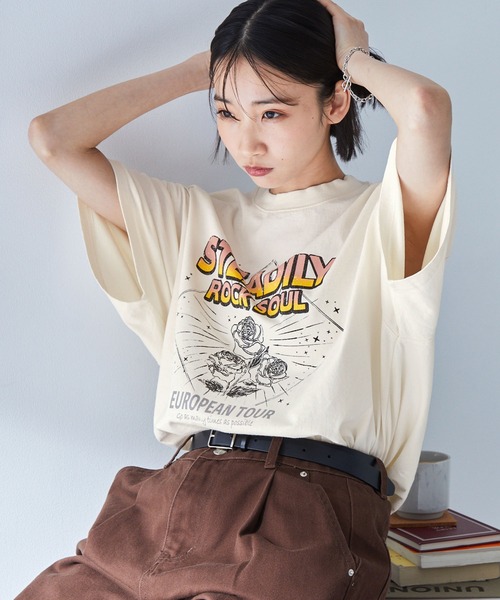MONO-MART（モノマート） tシャツ ヴィンテージ加工ツアーグラフィック