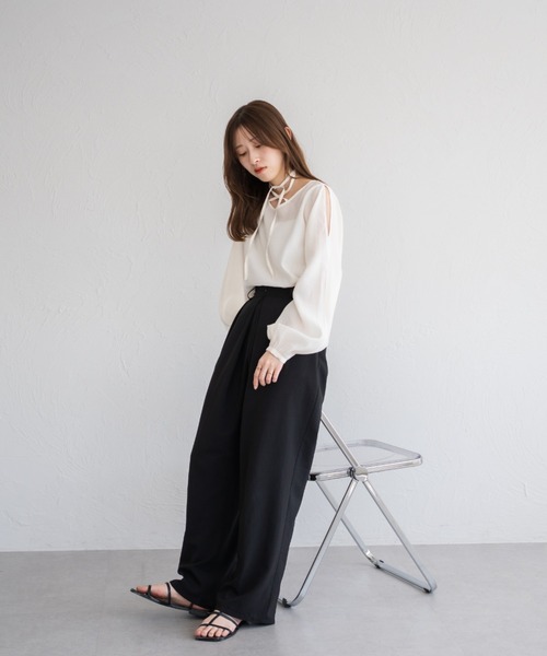 ブラウス シャツ choker ruffle sheer blouse / チョーカーラッフルシアーブラウス レディース loin nuit ブラウス シャツ choker ruffle sheer blouse