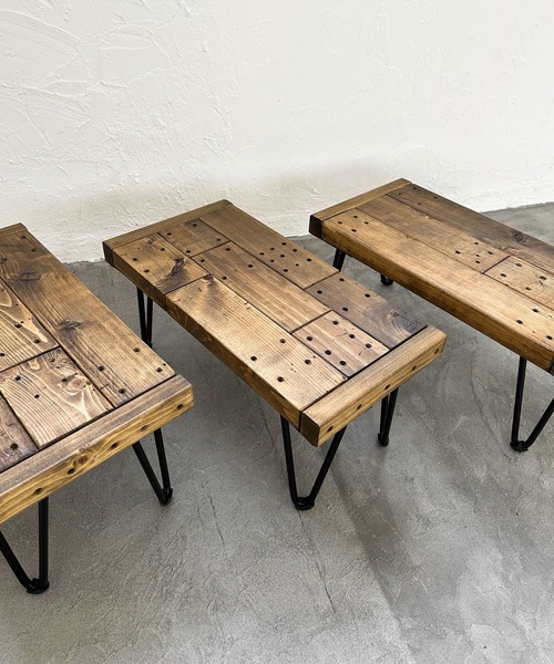 インテリア 国産杉 エイジング加工を施したアイアンレッグの