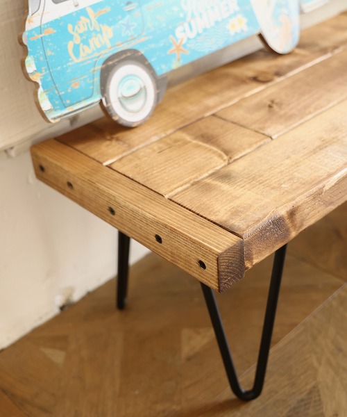 インテリア 国産杉 アイアンレッグのアンティーク風ローテーブル