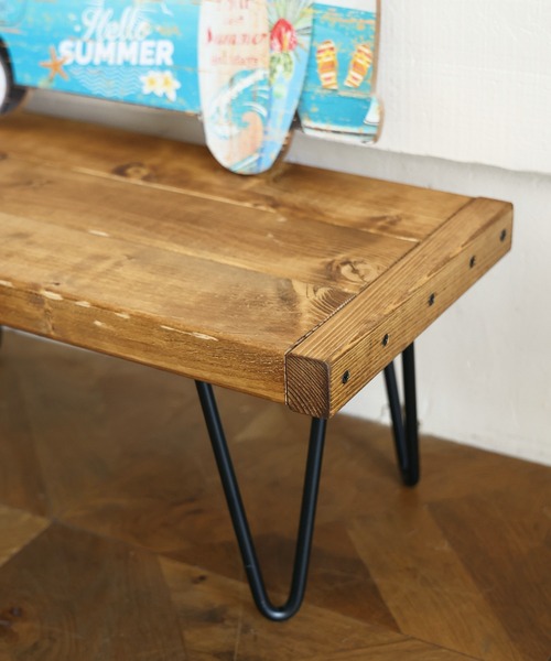 インテリア 国産杉 アイアンレッグのアンティーク風ローテーブル
