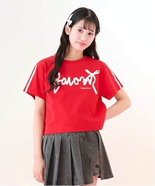 メゾピアノ新品新作タグ付き【接触冷感】リボンロゴTシャツ150 mezzo piano Junior tシャツ 「ニコプチ・Cuugal掲載」「接触冷